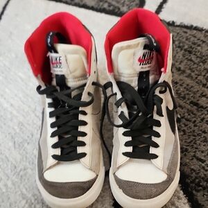 Nike High-Top Sneakers with Black and Red Accents